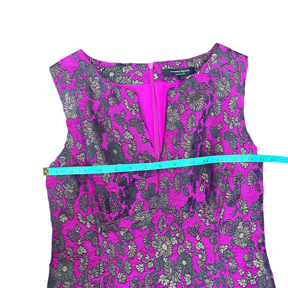 Nanette Lepore Fuchsia and Black Lace Midi Dress - Picture 11 of 15